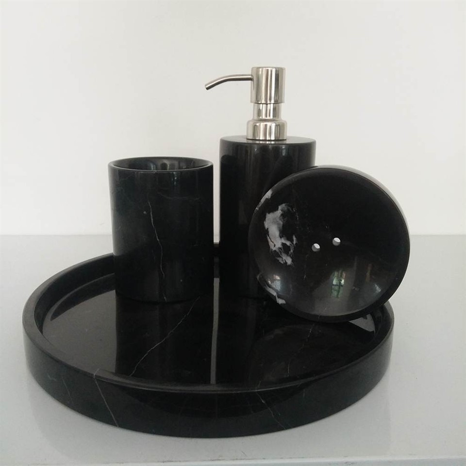 Black Polished Marble Bathroom Accessory Set best