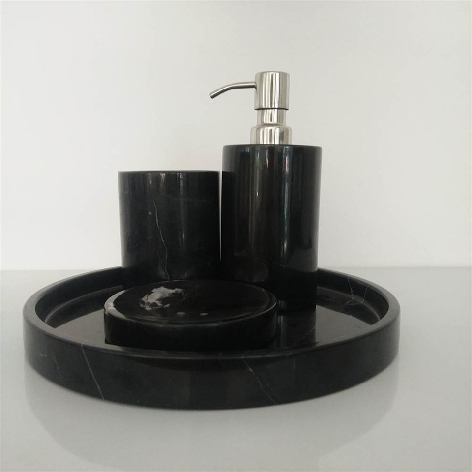 Black Polished Marble Bathroom Accessory Set factory