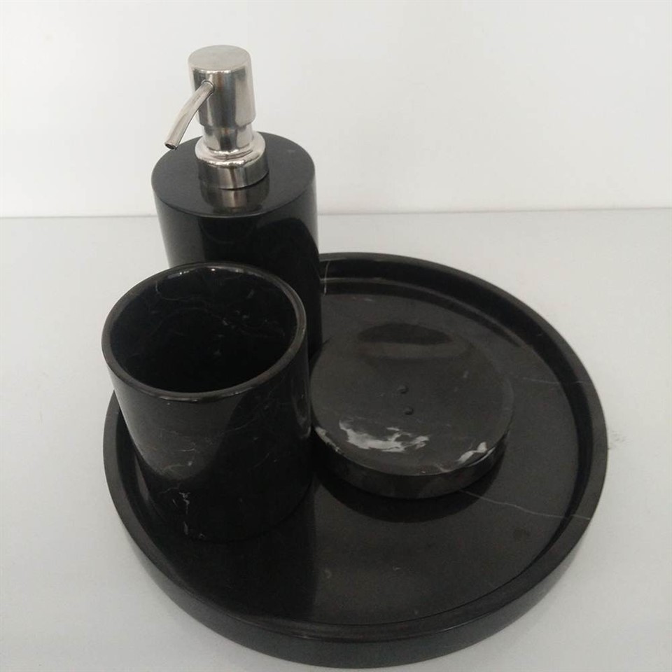 Black Polished Marble Bathroom Accessory Set high quality